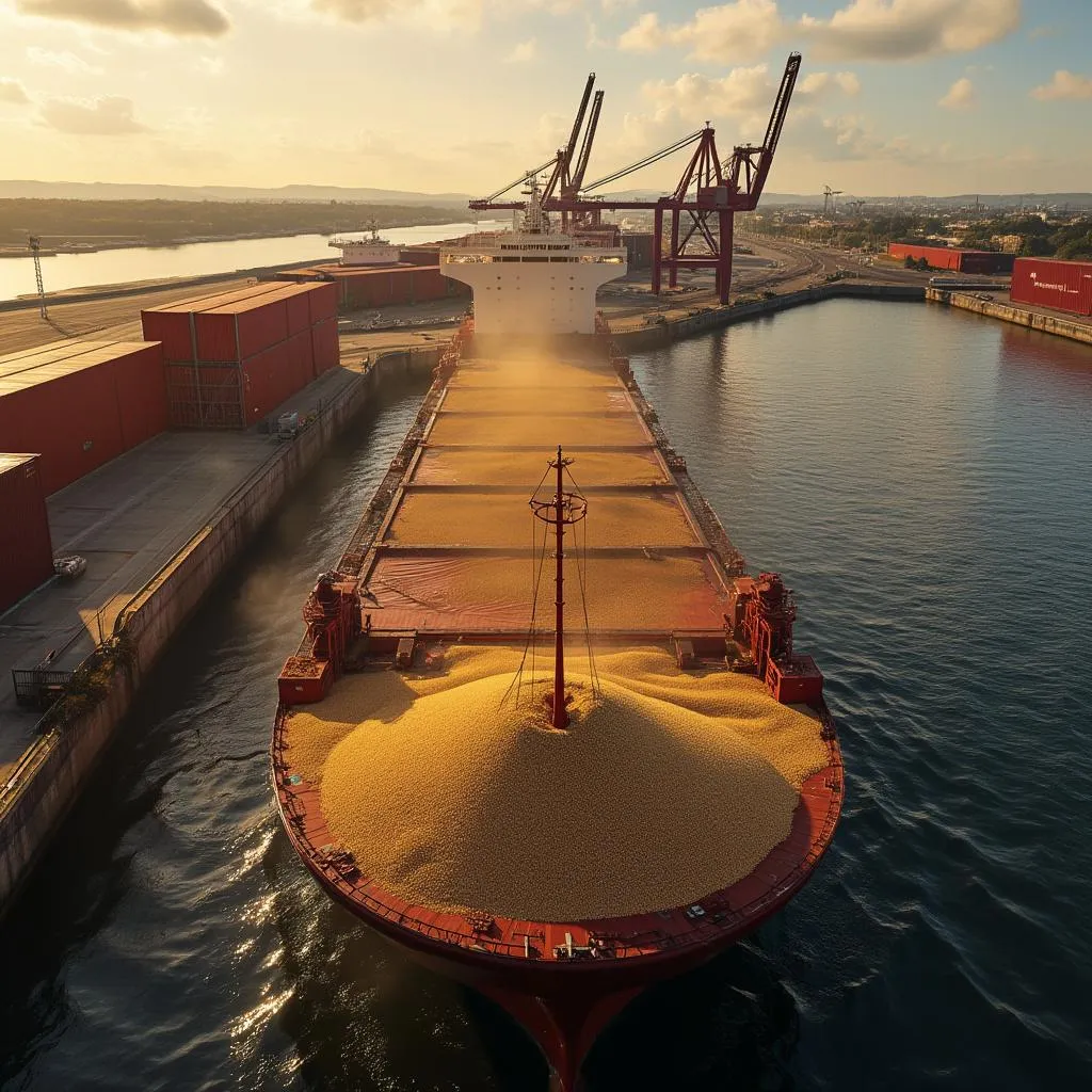 Puerto con exportaciones agrícolas
