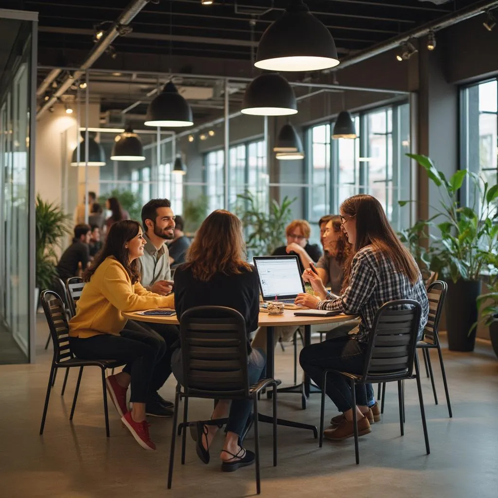 Jóvenes trabajando en un hub tecnológico en Córdoba
